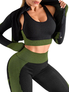 3-Piece Seamless Sweat Suit (Army Green) - DeeTrimmer